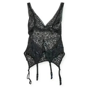 Victoria’s Secret Sexy Black Lace Bustier Top w/ Garters Unlined Size S